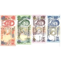 Botswana 1982-2002 Set of 4 Banknotes 2-5-10-20 Pula Unc