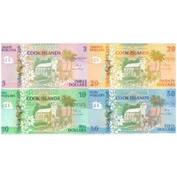 Cook Islands ND1992 Set of 4 Banknotes 3-10-20-50 Dollars Unc