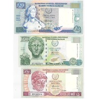 Cyprus 2003-05 Set of 3 Banknotes 5-10-20 Pounds Unc