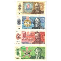 Czechoslovakia 1986-89 Set of 4 Banknotes 10-20-50-100 Korun Unc
