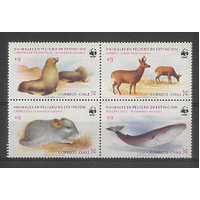 Chile 1985 WWF Endangered Species Block/4 Stamps Scott 662a MUH 35-25
