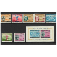 Haiti 1960 Olympics Set of 7 Stamps & Mini Sheet Scott 462/65 C163/5a MUH 35-25