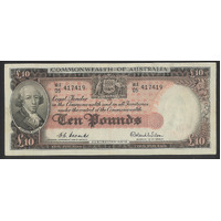 Commonwealth of Australia 1954 £10 Banknote Coombs/Wilson R62 gEF #P-44