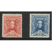 Australia 1930 Sturt Set of 2 Stamps Perf OS SG O121/22 BW139ba/40ba MUH #AUBK