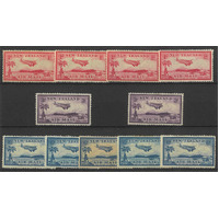 New Zealand 1935 Airmail Range of Shades 11 Stamps MLH/MUH 29-14