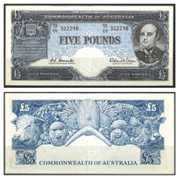 Commonwealth of Australia 5 Pounds Banknote Coombs/Wilson Last Prefix TD09 aEF/EF R50L