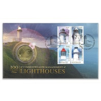 Australia 2015 Lighthouses 100 Years  Stamps & $1 UNC Coin Cover - PNC