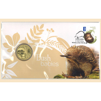 Australia 2013 Bush Babies Echidna Stamp & $1 UNC Coin Cover - PNC