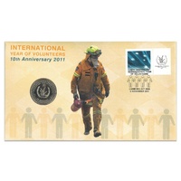 Australia 2011 Volunteers 10th Anniversary 20c Cents UNC Coin & Stamp Cover PNC