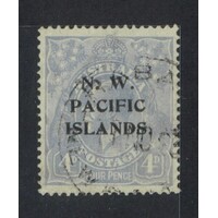 New Guinea-N.W.P.I: 1918-1922 Single Crown WMK 4d Dull Blue Single Stamp SG 124 FU #BR381