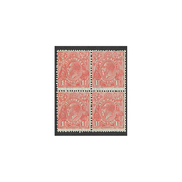 Australia 1927 Small Multi WMK p14 KGV 1½d Pink "Thin Paper" Block/4 Stamps BW92Caa