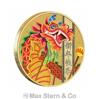 2019 Chinese New Year Pig - Dragon Tuvalu $1 Coloured UNC Coin Carded