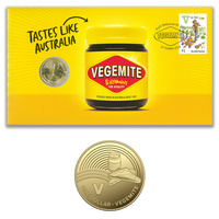 Australia 2019 A To Z Series "V" For Vegemite Stamp & $1 UNC Coin Cover - PNC