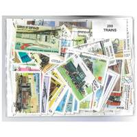 Trains - 200 Different Stamps Mixed in Bag Used