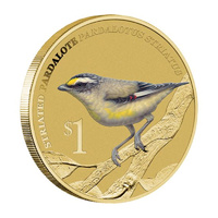 2013 Australian Birds Striated Pardalote Tuvalu $1 Dollar Coloured UNC Coin Carded