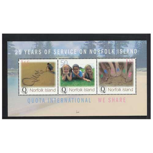 Norfolk Island 2004 25th Anniv. Quota International Mini Sheet of 3 Stamps MUH SG MS886
