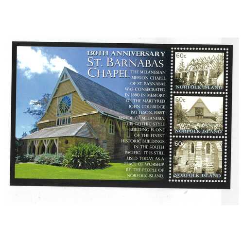 Norfolk Island 2010 130th Anniv St Barnabas Chapel Mini Sheet MUH SG MS1103