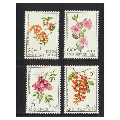 Papua New Guinea 1966 Flowers Set of 4 Stamps MUH SG100/03