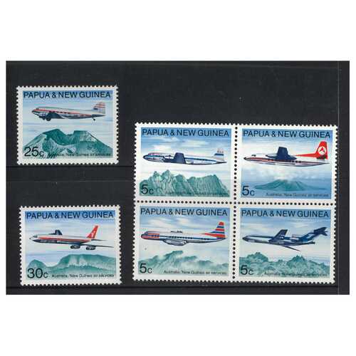 Papua New Guinea 1970 Australian & New Guinea Air Services Set of 6 Stamps MUH SG177/82