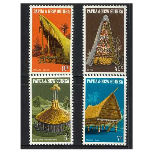 Papua New Guinea 1971 Native Dwellings Set of 4 Stamps MUH SG191/94