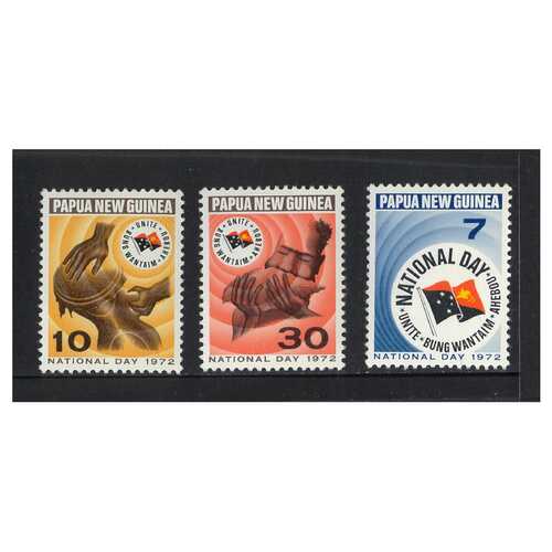 Papua New Guinea 1972 National Day Set of 3 Stamps MUH SG224/26
