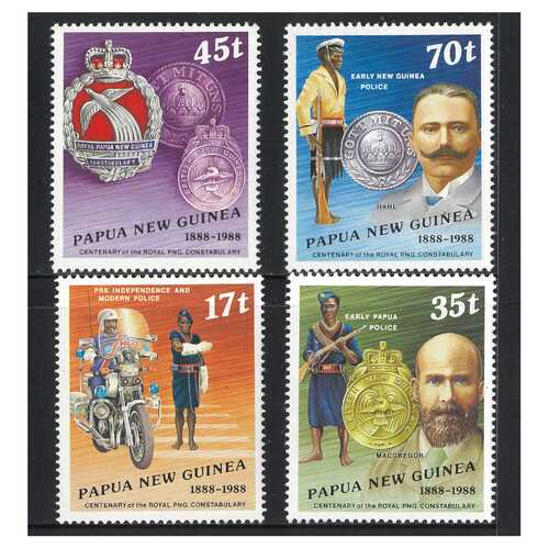 Papua New Guinea 1988 Centenary of Royal PNG Police Set of 4 Stamps MUH SG571/74