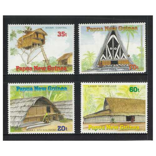 Papua New Guinea 1989 Traditional Dwellings Set of 4 Stamps MUH SG593/96