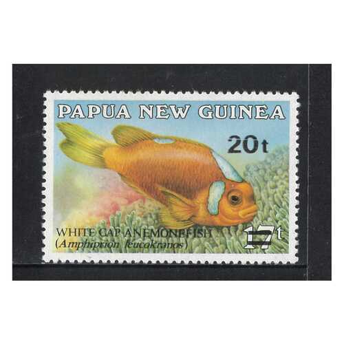 Papua New Guinea 1989 20t on 17t Surcharge Anemonefish Single Stamp MUH SG602
