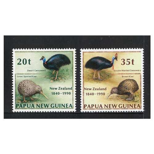 Papua New Guinea 1990 150th Anniversary Treaty of Waitangi/Birds Set of 2 Stamps MUH SG622/23