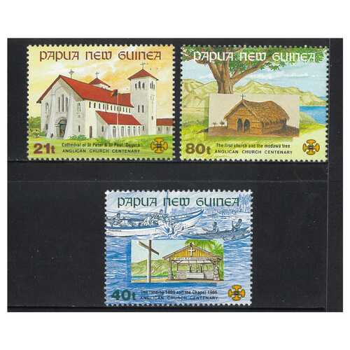 Papua New Guinea 1991 Centenary of Anglican Church Set of 3 Stamps MUH SG655/57