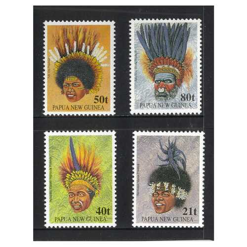 Papua New Guinea 1991 Tribal Headdresses Set of 4 Stamps MUH SG658/61
