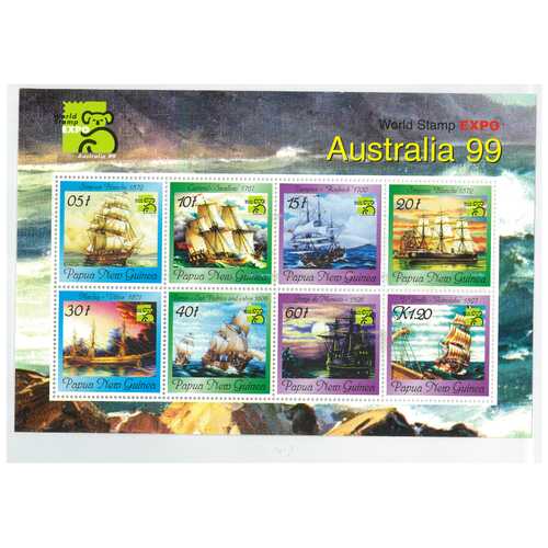 Papua New Guinea 1999 Australia '99 World Stamp Exhibition/Ships Mini Sheet of 8 Stamps MUH SG MS857