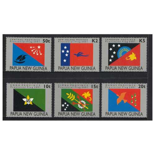 Papua New Guinea 2001 Provincial Flags Set of 6 Stamps MUH SG908/13