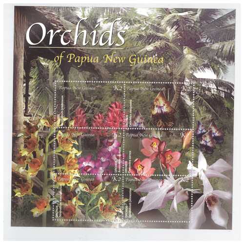 Papua New Guinea 2002 Orchids Mini Sheet of 6 K2 Stamps MUH SG MS940