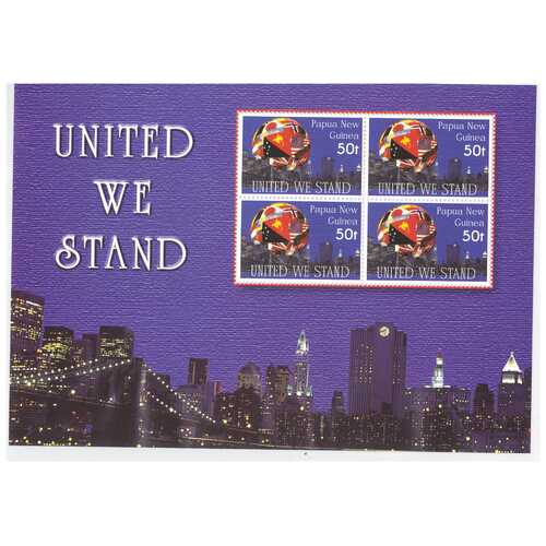 Papua New Guinea 2002 United We Stand Support for Victims of 911 Terrorist Attacks Mini Sheet MUH SG MS947