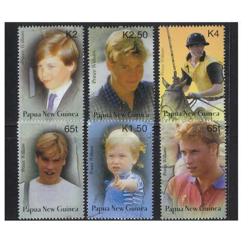 Papua New Guinea 2003 21st Birthday of Prince William of Wales Set of 6 Stamps MUH SG969/74