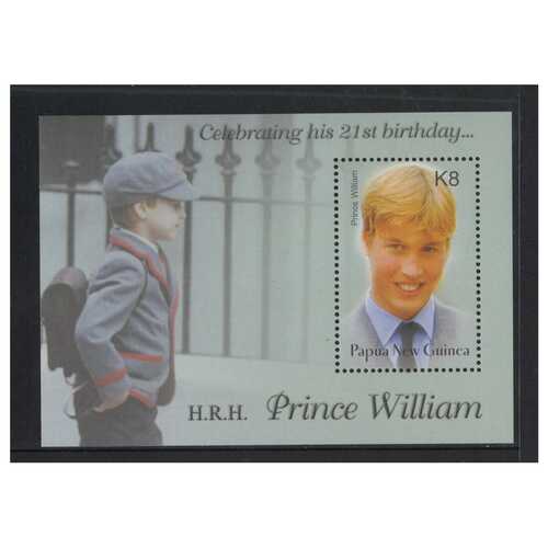 Papua New Guinea 2003 21st Birthday of Prince William of Wales Mini Sheet of K8 Stamp MUH SG MS976