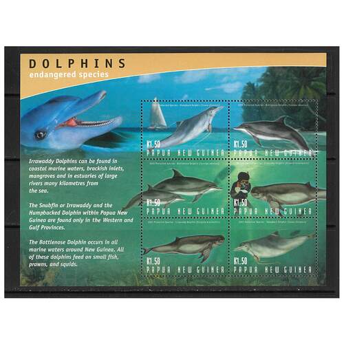 Papua New Guinea 2003 Protected Species/Dolphins Mini Sheet of 6 Stamps MUH SG MS1000