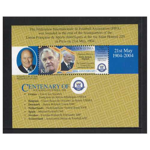 Papua New Guinea 2004 Centenary of FIFA Football Mini Sheet of K10 Stamp MUH SG MS1043