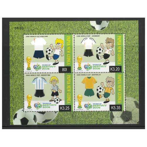 Papua New Guinea 2006 World Cup Football Championship Germany Mini Sheet of 4 Stamps MUH SG MS1127