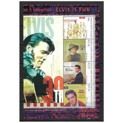 Papua New Guinea 2006 Elvis Presley Commemoration Mini Sheet of 4 Stamps MUH SG1150