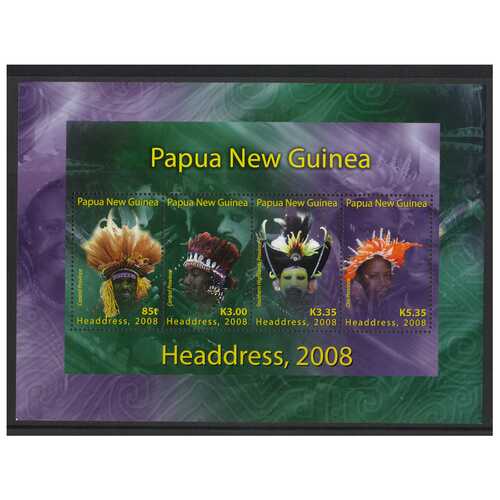 Papua New Guinea 2008 Traditional Headdress Mini Sheet of 4 Stamps MUH SG MS1259