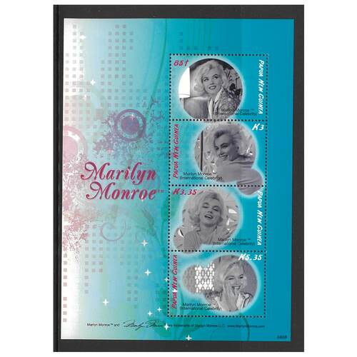 Papua New Guinea 2008 Marilyn Monroe Commemoration Mini Sheet of 4 Stamps MUH SG MS1261