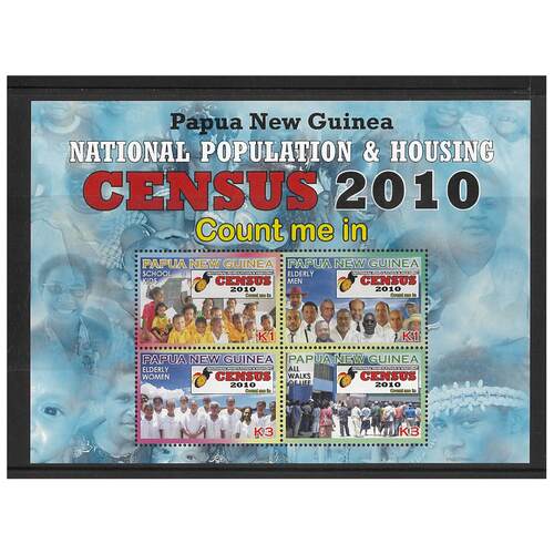 Papua New Guinea 2010 National Census Mini Sheet of 4 Stamps MUH SG MS1401