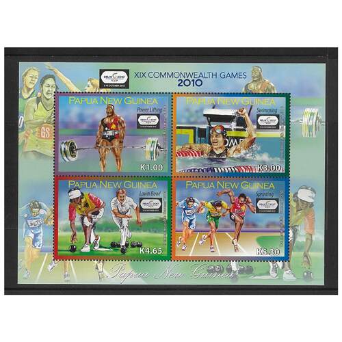Papua New Guinea 2010 19th Commonwealth Games Delhi Mini Sheet of 4 Stamps MUH SG MS1430