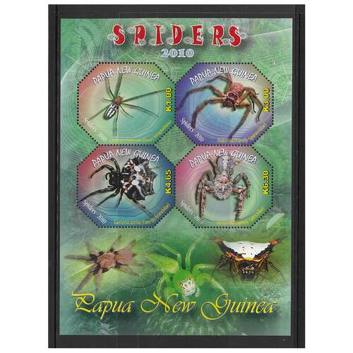 Papua New Guinea 2010 Spiders Mini Sheet of 4 Stamps MUH SG MS1448