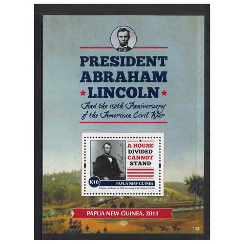 Papua New Guinea 2011 Abraham Lincoln & 150th Anniv American Civil War Mini Sheet of K10 Stamp MUH SG MS1484