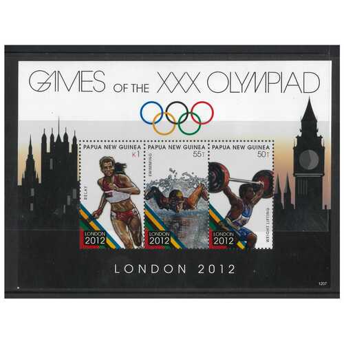 Papua New Guinea 2012 Olympic Games London Mini Sheet of 3 Stamps MUH SG MS1586