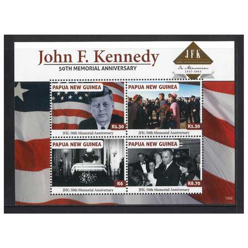 Papua New Guinea 2013 50th Death Annive John F. Kennedy Mini Sheet of 4 Stamps MUH SG MS1623