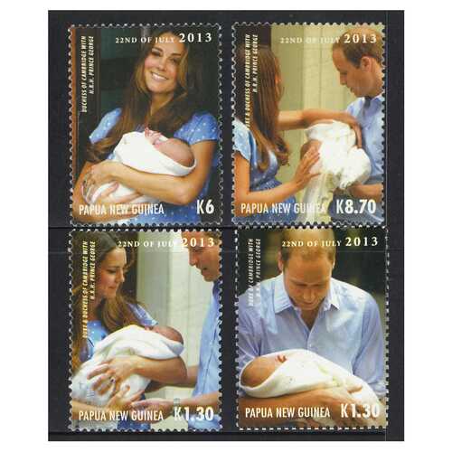 Papua New Guinea 2013 Birht of Prince George of Cambridge Set of 4 Stamps MUH SG1655/58